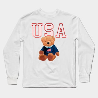 USA Bear Graphic Long Sleeve T-Shirt